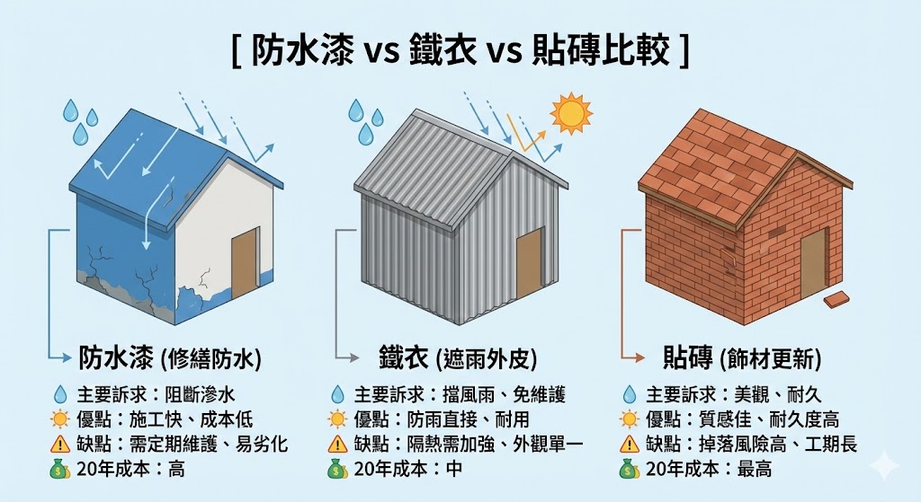 外牆整修三大主流工法優缺點比較