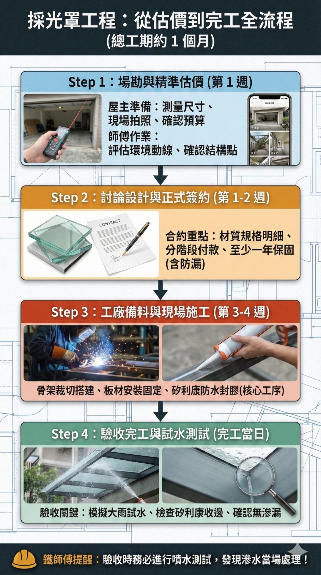 採光罩從估價到完工的流程含驗收