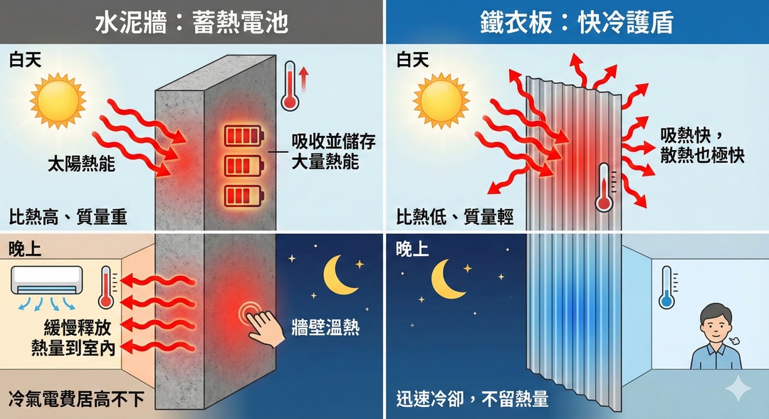 水泥牆跟外牆鐵衣效果比較