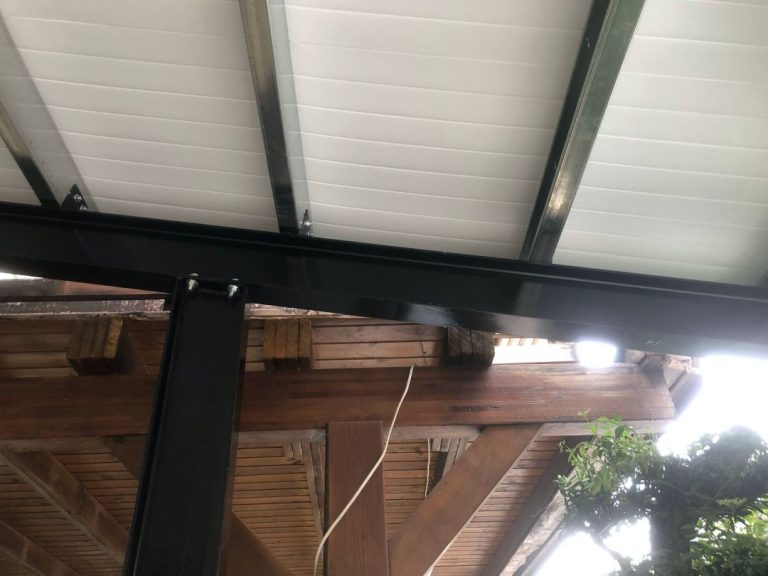 Ｈ型鋼車庫遮雨棚，美濃透天完工照